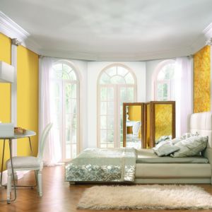 Delikatne i ciepłe odcienie żółtego możemy zastosować na ścianach w pokojach dziennych i sypialni, ponieważ rozświetlają mieszkanie, są przyjemne dla oka i łatwo zestawić je z dodatkami. Fot. Magnat