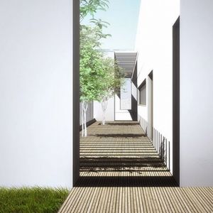 W bezpośrednim sąsiedztwie tarasu zaprojektowano zacieniony ogród, który będzie kolejną ciekawą przestrzenią, formą pośrednią między wnętrzem domu a zewnętrznym ogrodem. Fot.  BXBstudio Bogusław Barnaś