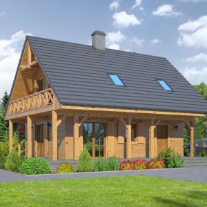 Na wąskiej działce pięknie zaprezentuje się przytulny domek w technologii drewnianej. Ten dom można zbudować na działce o wymiarach 17,00 x 15,20 m. Proj. Świdnica Mała DWS, Fot. Dom-Projekt