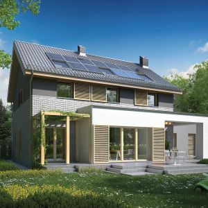 Kolektory słoneczne to niemal standardowe wyposażenie domu energooszczędnego. Projekt: Sielski. Pracownia: Domy Czystej Energii