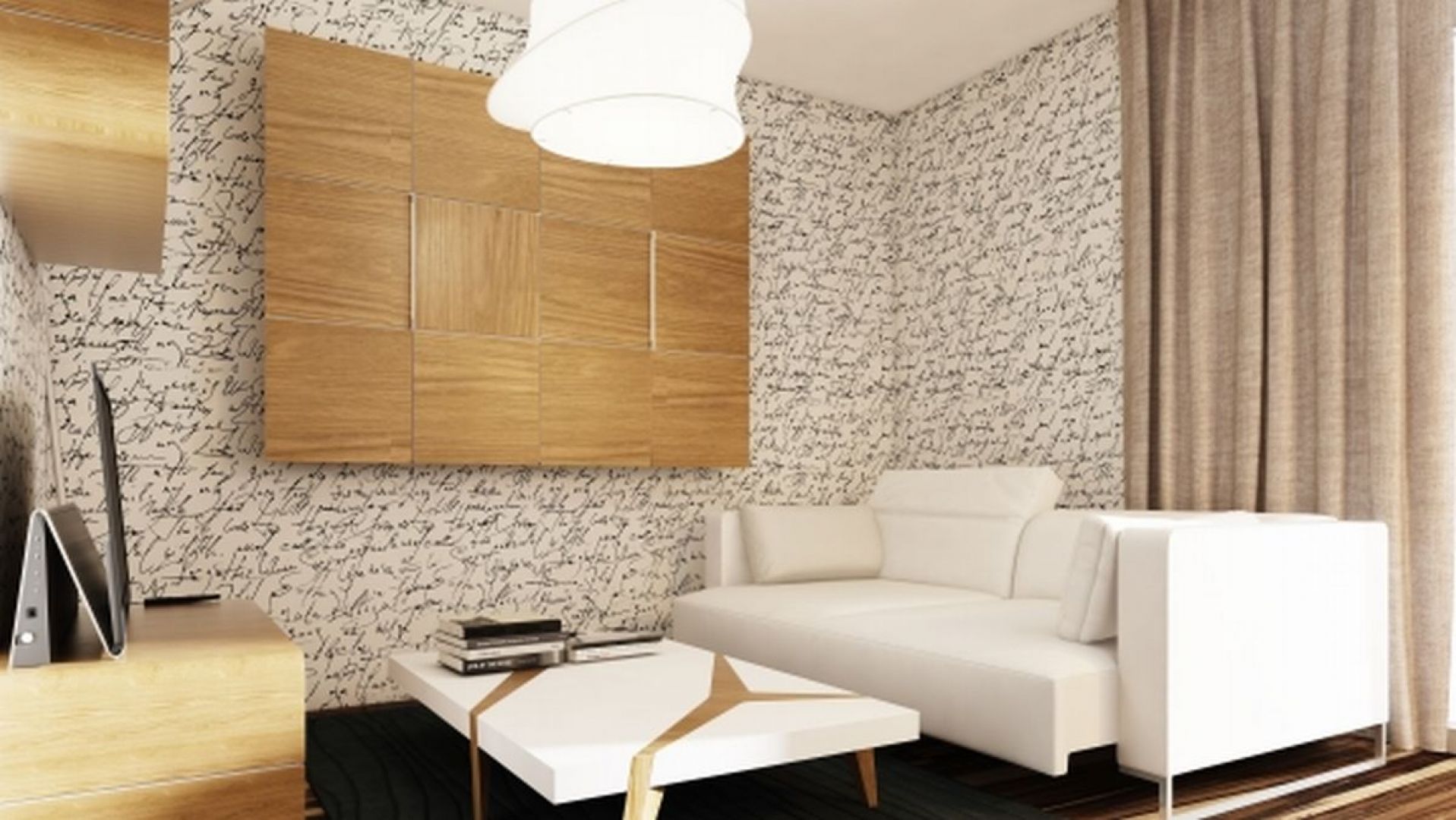 Jasne meble i ściany uzupełnione drewnianymi dekoracjami to kolejny pomysł na urządzenie mikro apartamentu. Fot. Dolcan Plus