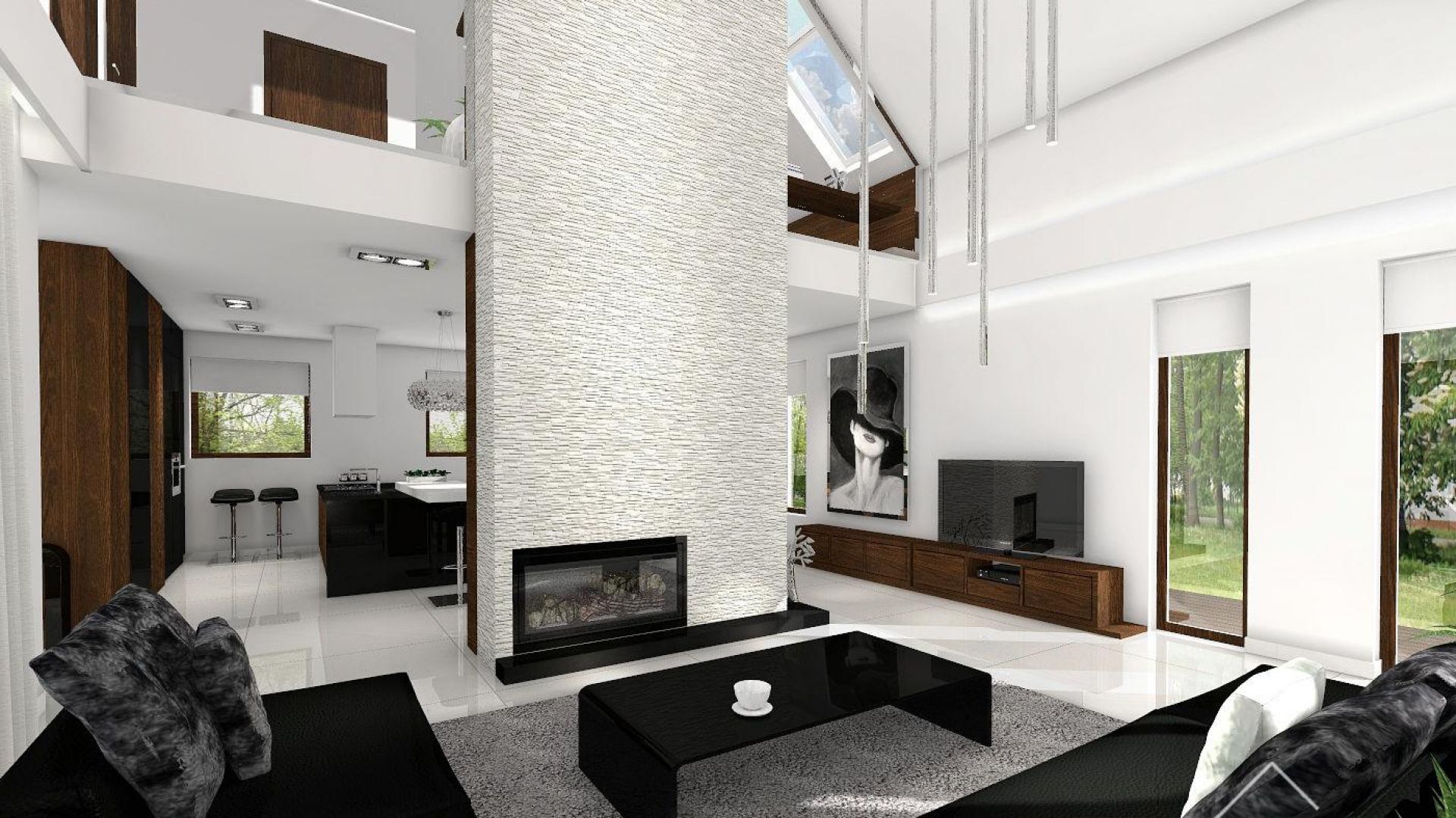 Czarno-białe wnętrza nowoczesnego domu