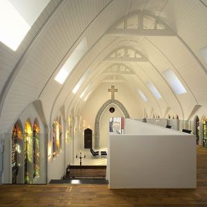 Wnętrze zaadaptowanego na rezydencję Church of Living, Utrecht, Holandia, zaprojektowany przez Zecc Architecten, 2006-2007 Fot. Zecc