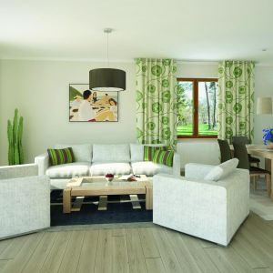 Kolejny pomysł na wiosenne, żywe i tradycyjne wnętrze domowego salonu. Projekt: Borówka 2 dr-S. Fot. MTM Styl
