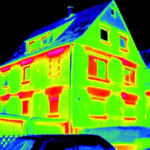 Zdjęcie domu zrobione kamerą termowizyjną. Fot. fischer
