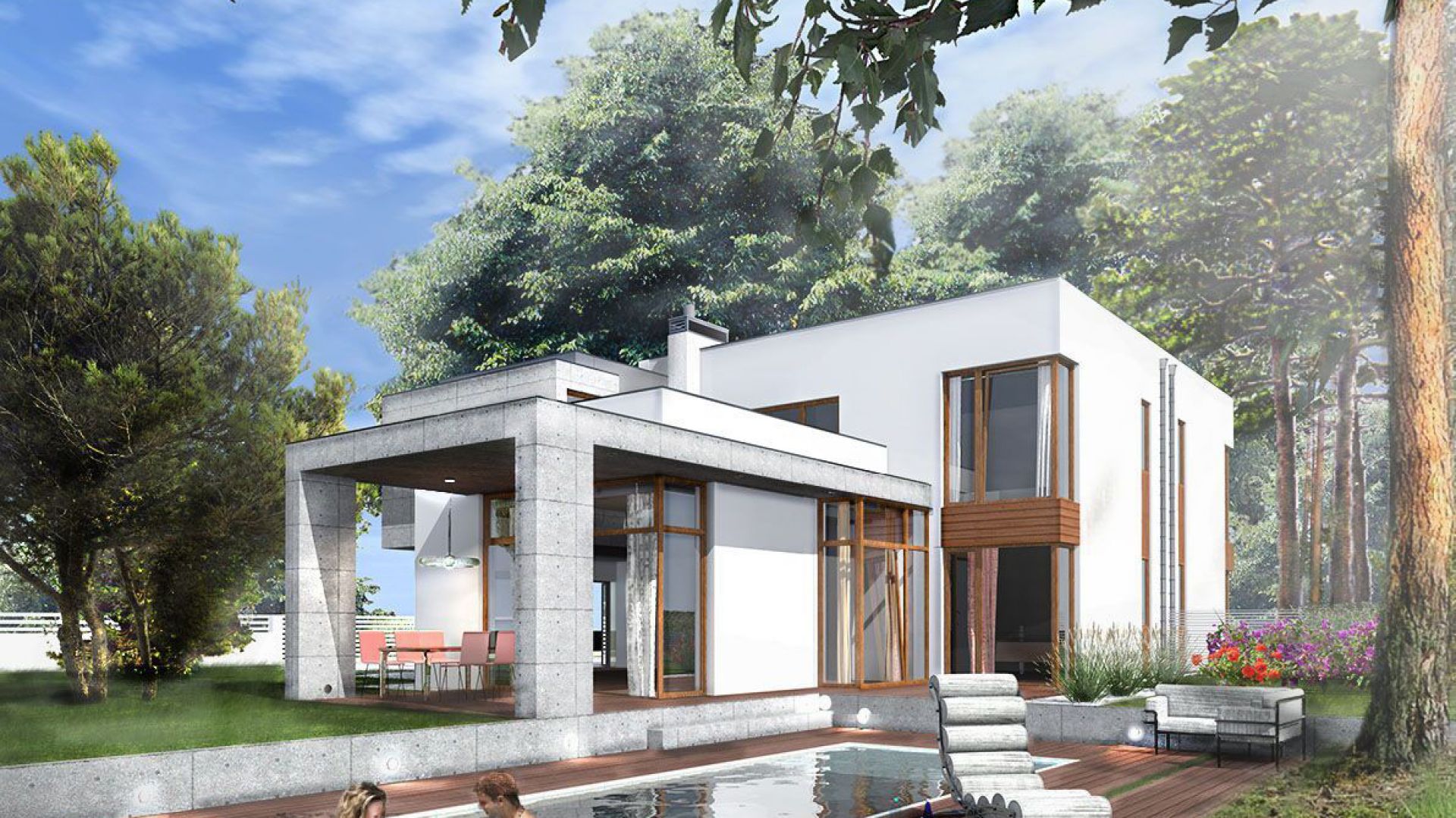 Wyjątkowe bryły zaprojektowane przez pracownię architektoniczną Jerzego Jaroszewicza przykuwają uwagę ponadprzeciętną liczbą przeszkleń i ciekawym sąsiedztwem. Nie bez przyczyny inwestycja nosi nazwę „Między Dębami”. Fot. Internorm