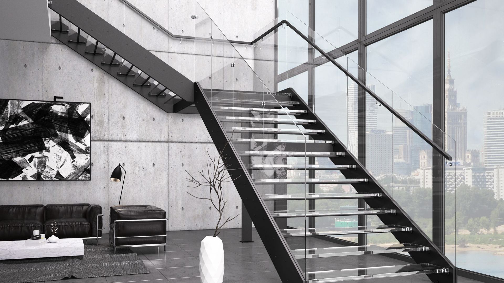Model Futura Duo ze szklanymi: balustradą i stopniami. Fot. Rintal Polska
