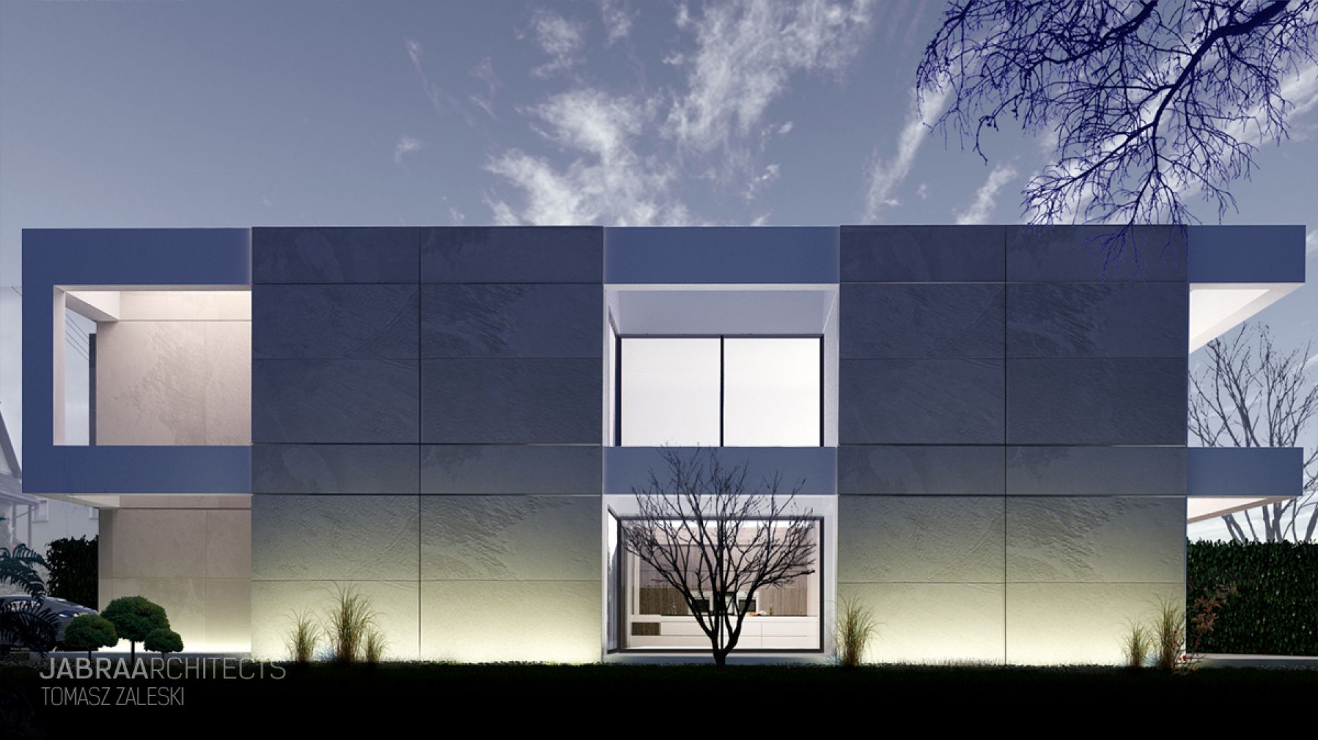 Architektura budynku to oszczędna, minimalistyczna kompozycja prostopadłościanów. Fot. JABRAARCHITECTS 