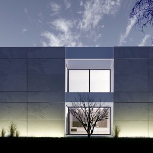 Architektura budynku to oszczędna, minimalistyczna kompozycja prostopadłościanów. Fot. JABRAARCHITECTS 