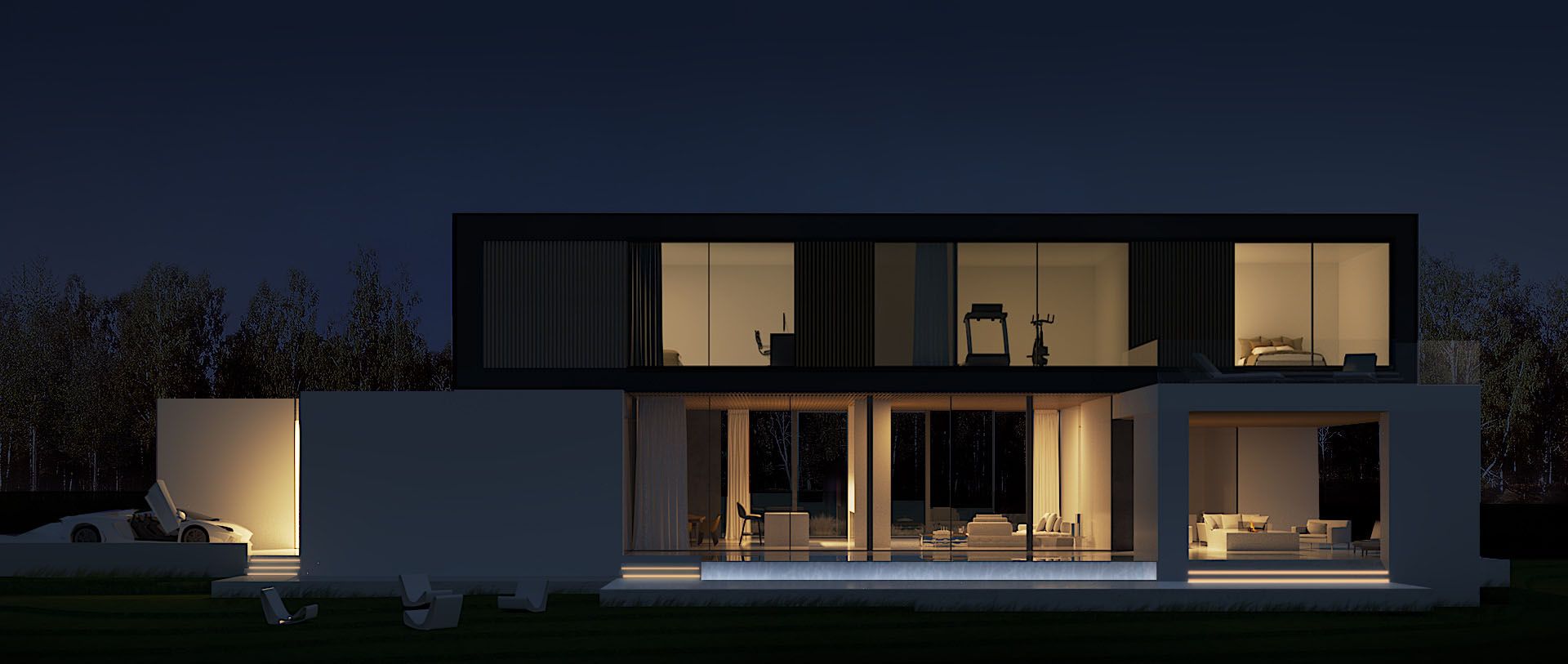 Smart House to zwarty, nowoczesny budynek o minimalistycznej formie architektonicznej. Wizualizacje & Grafika: BXBstudio Bogusław Barnaś & Looma