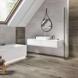 Wielu z nas nie wyobraża sobie aranżacji łazienki bez udziału drewna. Kolekcja Fuerta jest właśnie inspirowana drewnem.  Fot. Cerrad