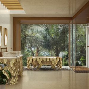 Ten nowy trend w łazience zainspirowany jest japońską koncepcją Zen. Tradycyjne japońskie łazienki to pogodna, malownicza podróż w głąb mglistego lasu tropikalnego. Fot. Maison Valentina 