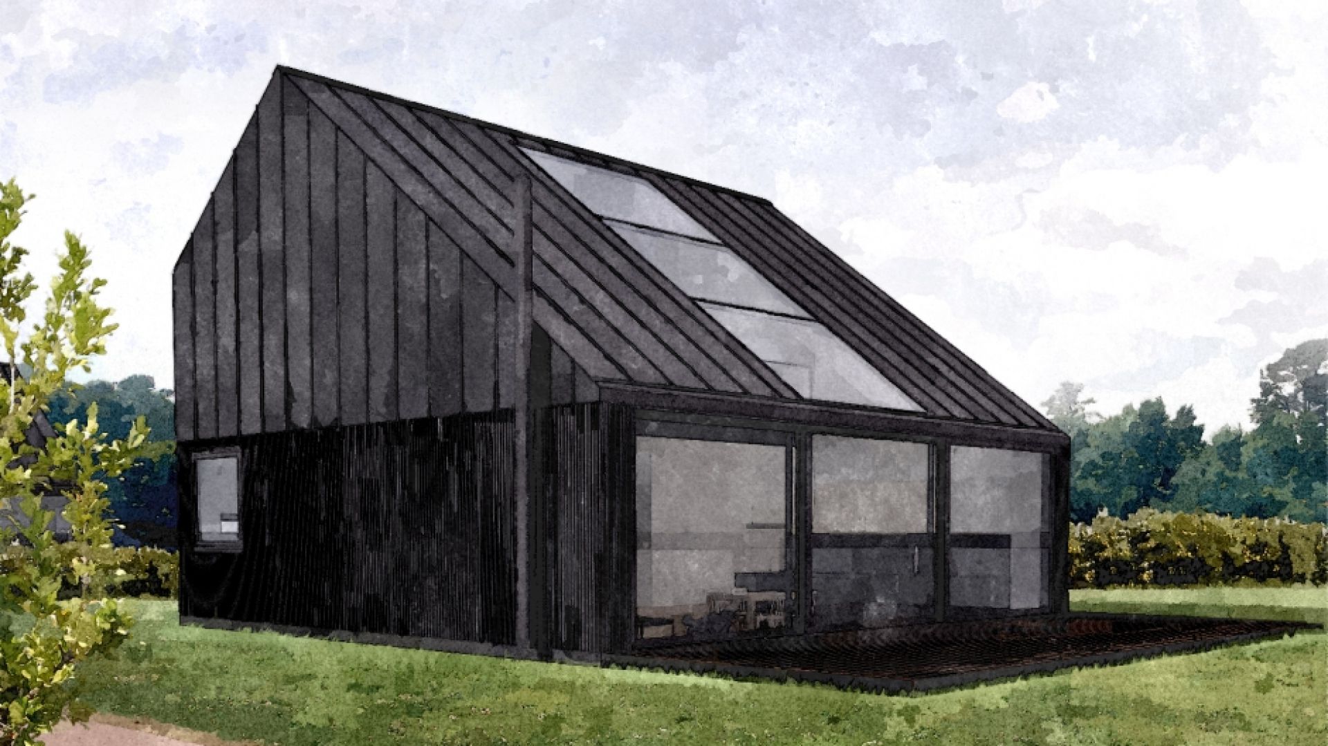 Forma budynku wynika z warunków zabudowy, które narzucają dach dwuspadowy. Fot. Malinowski Studio