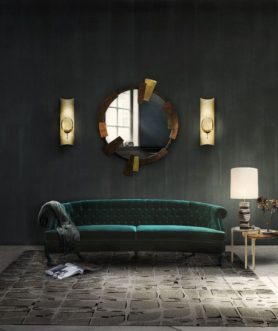 Sofa w szlachetnej, zielonej barwie z eleganckimi pikowaniami. Fot. Brabbu