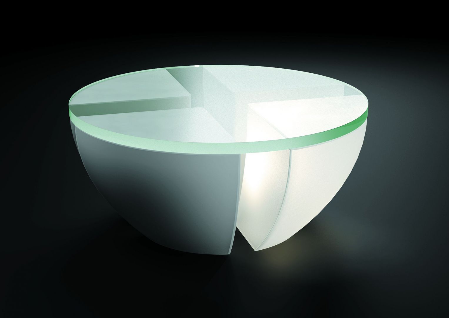 Szklany stół QUATRO, zaprojektowany przez 
Ryszarda Mańczaka 
Fot. Archiwum projektanta