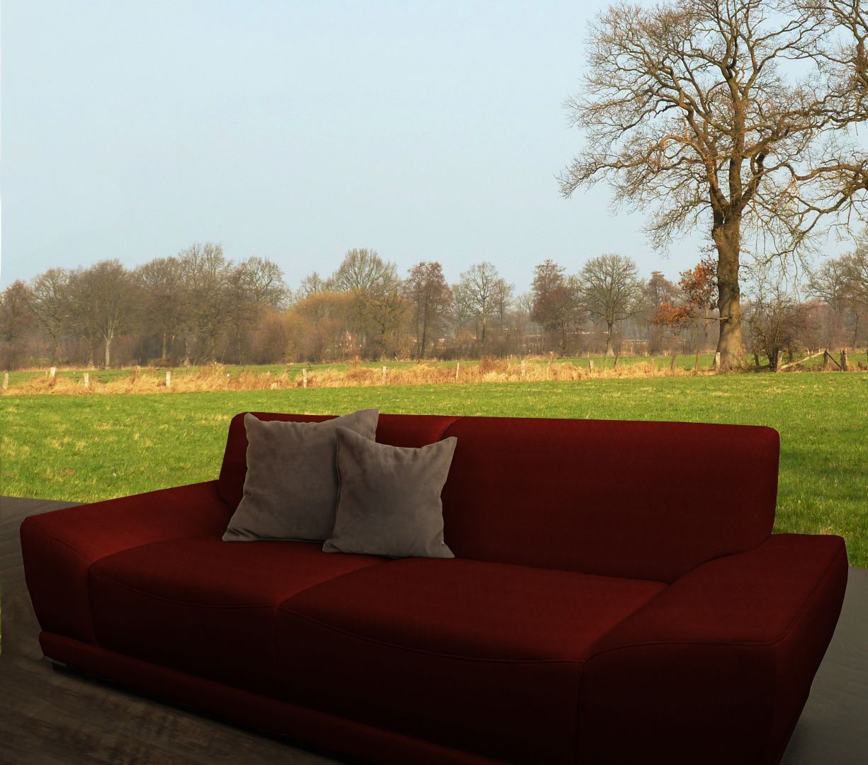 Sofa ogrodowa, tapicerowana materiałami wytrzymałymi na warunki pogodowe. Materiały obiciowe pochodzą z firmy FabFab 
Fot. Archiwum