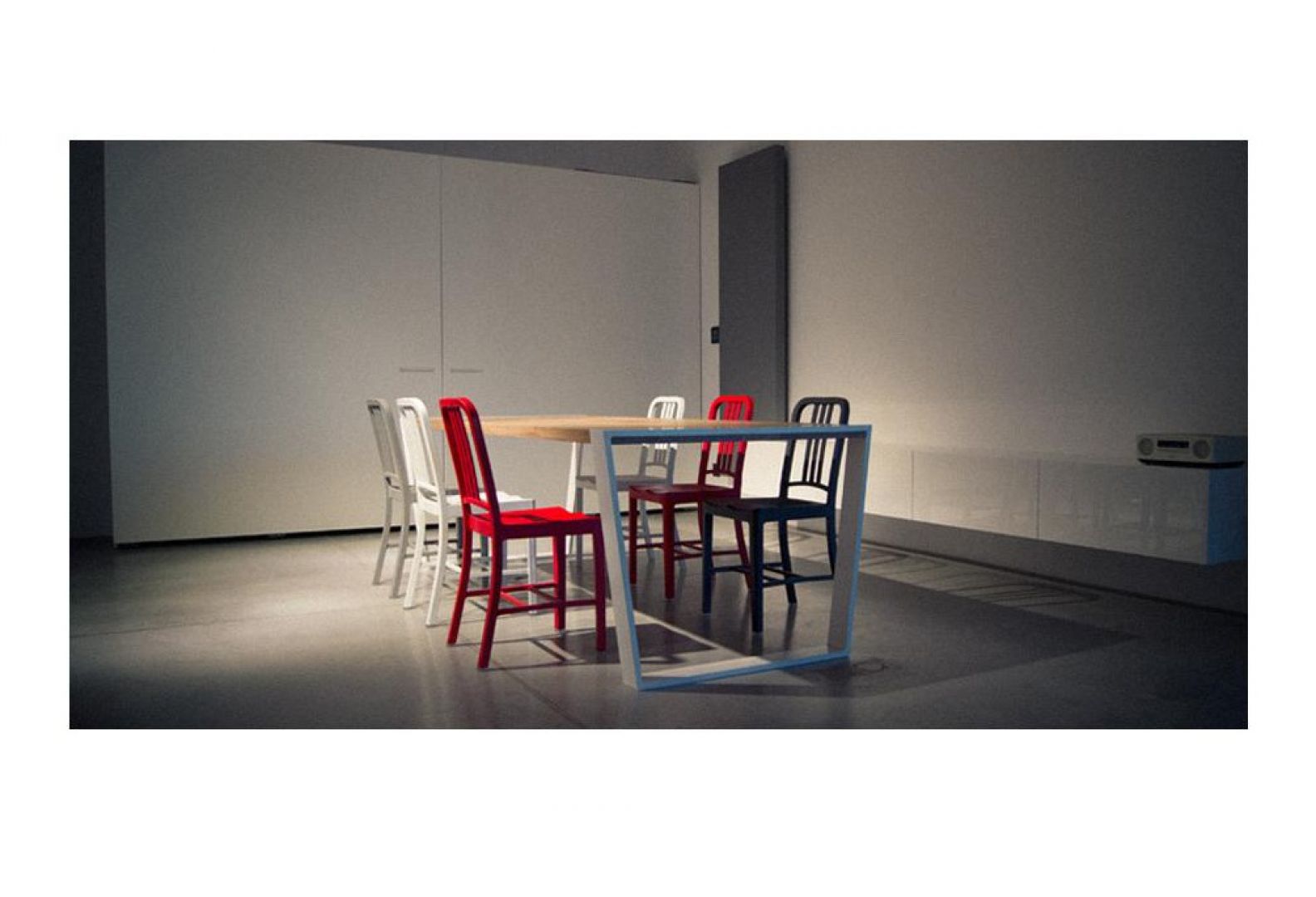 Stół trapez - nadaje się do nowoczesnego wnętrza kuchennego 
Fot. Bidermann Design