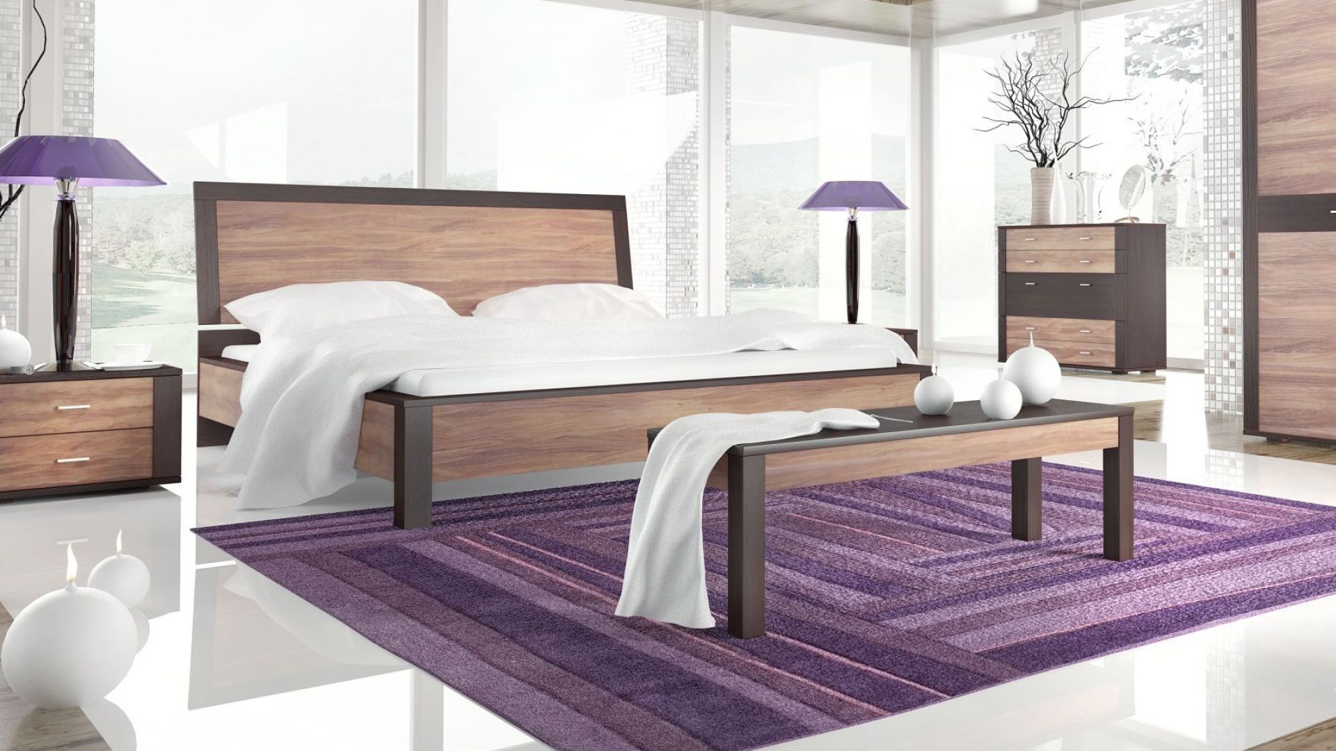 Sypialnia "Amato" w dwóch kolorach drewna