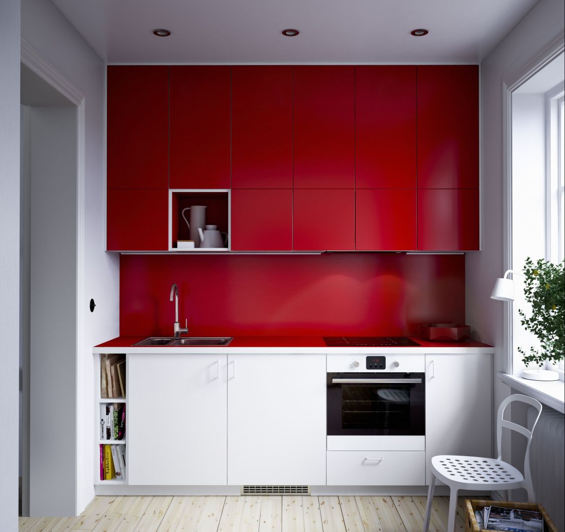 Nowoczesna, czerwono biała kuchnia Ikea
Fot. Ikea