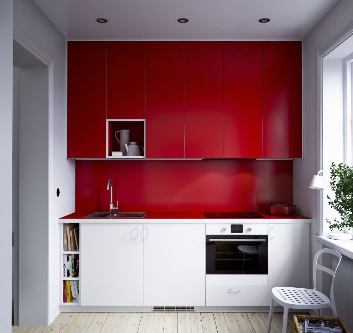 Dość nietypowe rozmieszczenie kolorów - czerwień na górze, biel na dole. Fot. IKEA