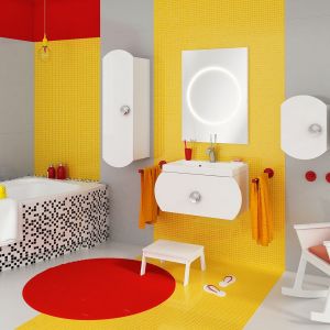 Kolekcję mebli łazienkowych "Intorno" wyróżnia przede wszystkim nietypowa forma oraz modna paleta kolorów obejmująca biel, brąz i cappuccino połysk. Producent: Deftrans. Fot. Deftrans.