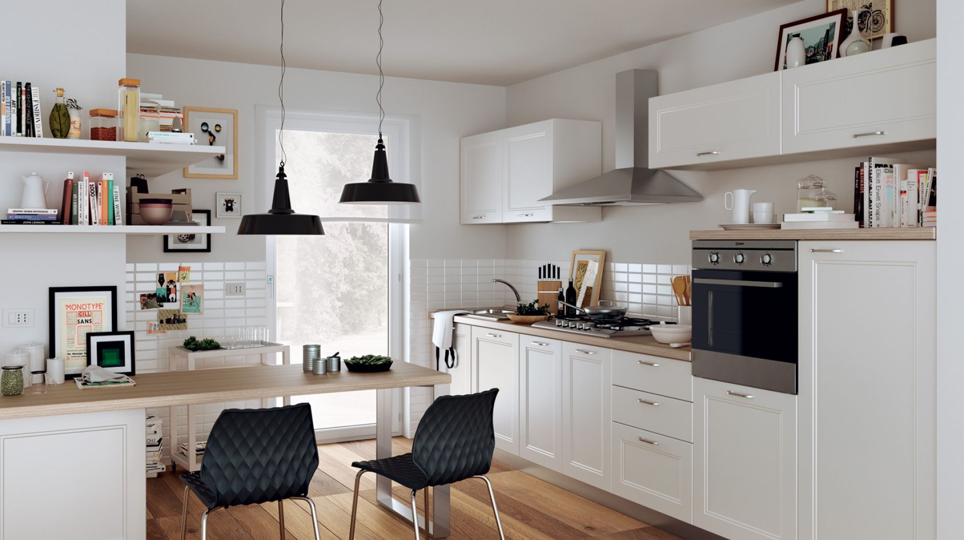 Skandynawski styl jest doskonałym rozwiązaniem do małych pomieszczeń kuchennych. Dlaczego? Dlatego, że biel optycznie powiększa i dodaje wnętrzu lekkości. Fot. Veneta Cucina