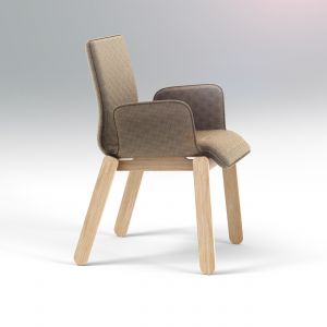 "Plug chair" to krzesło z ciekawym siedziskiem. Materiał wygląda jakby został wygięty w specjalny sposób, jego boczne elementy wyglądem przypominają podłokietniki. Fot. Redo Design Studio