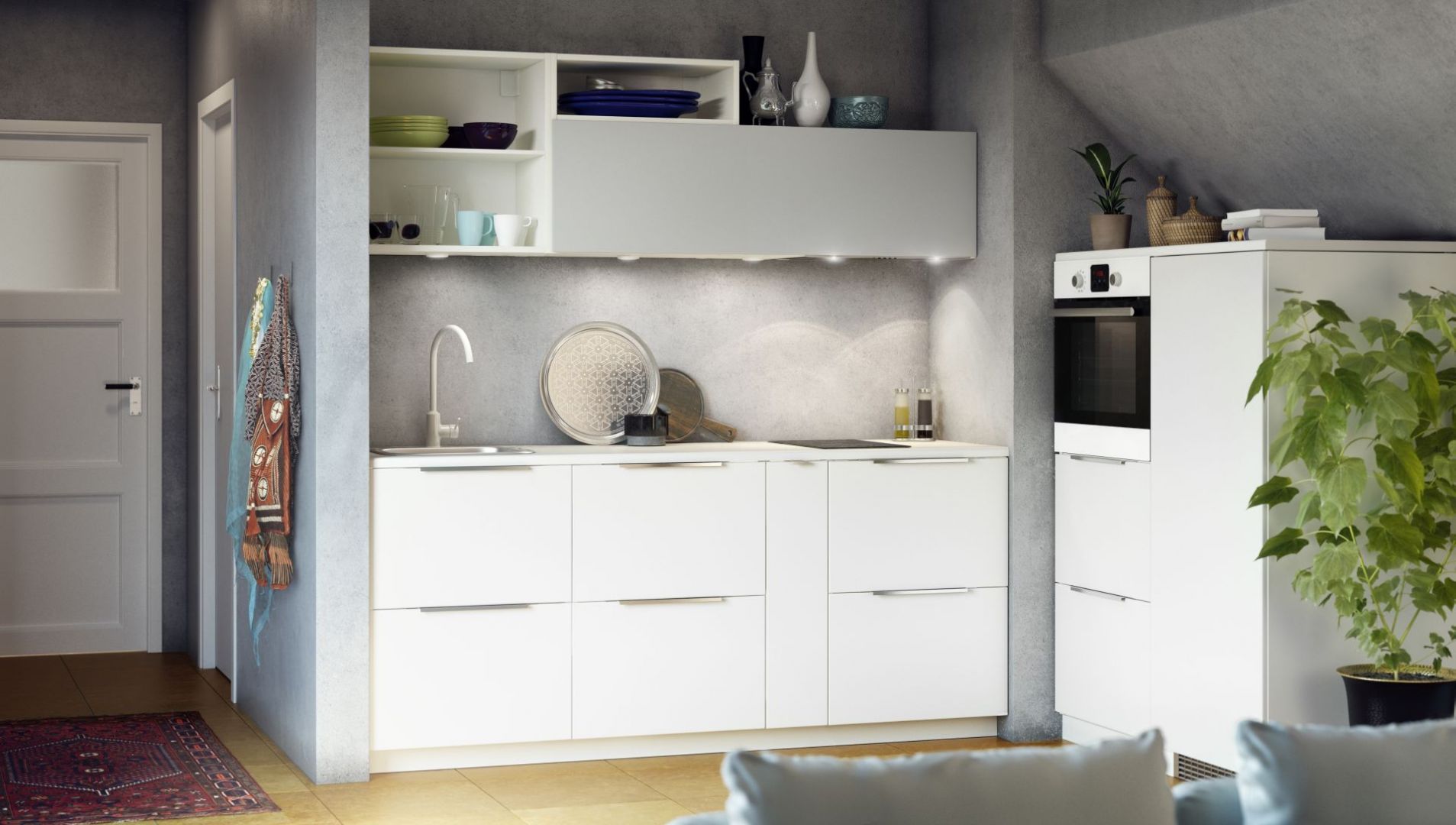 Biała zabudowa to praktyczne rozwiązanie. Jasna i przejrzysta kuchnia przyciąga uwagę. Fot. IKEA