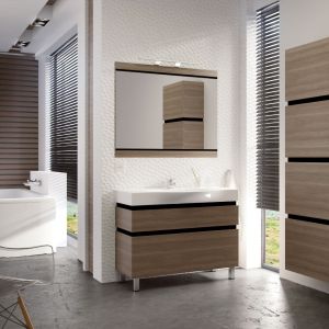 Meble do łazienki Viva to naturalne odcienie drewna, połączone z nowoczesnym wzornictwem. Fot. Devo