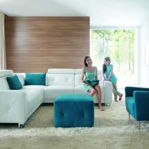 Sofa Life prezentuje piękną, klasyczną formę i doskonale łączy kolory. Bardzo stylowym elementem są przeszycia na środku oparcia. Fot. Wajnert Meble