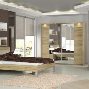 Sypialnia "Dyplomat" wyróżnia się dekorem ciepłego drewna i smukłą formą. Fot. Agata Meble 