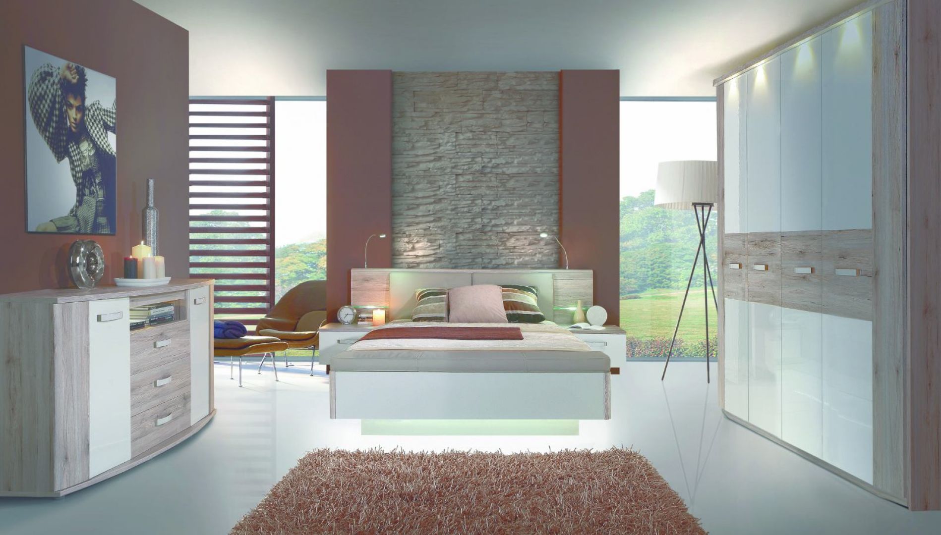 Kolekcja Rondino to modne połączenie bieli i drewna. Cena łóżka: około 1.800 zł. Fot. Forte 