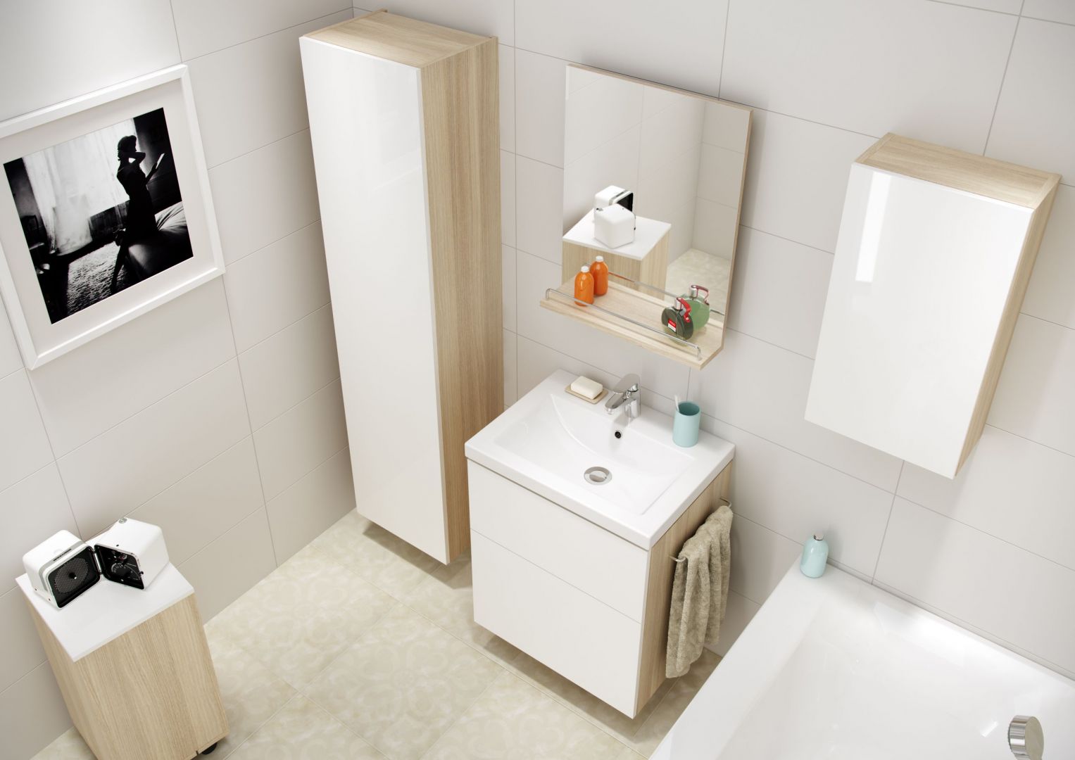 Kolekcja Smart marki Cersanit to doskonała propozycja, jeśli łazienka ma być jasna, ale też ciepła w odbiorze. Fot. Cersanit 