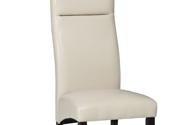 "Lione" to tapicerowane krzesło do jadalni, z wysokim oparciem.