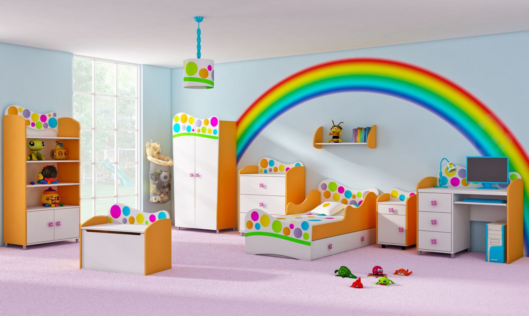 Kolekcja Rainbow jest idealna do pokoju dziecka. Wprowadzi do niego pozytywny nastrój dzięki dużej ilości żywych kolorów. Fot. Baby Best