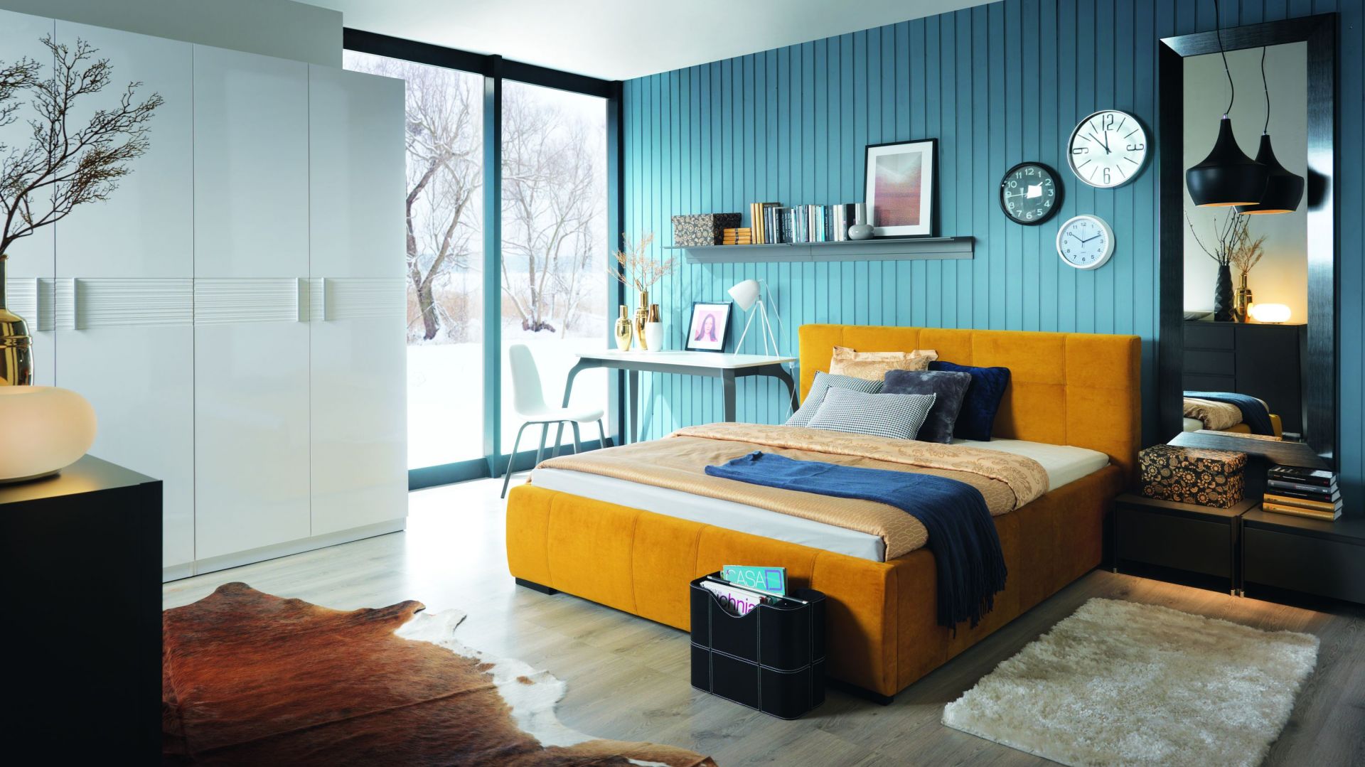 Nowoczesna sypialnia. Łóżka w wiosennych kolorach