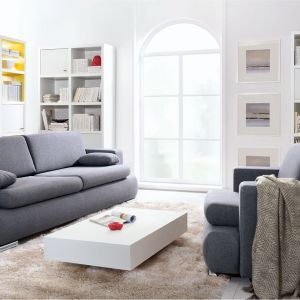 Sofa Enzo ma obłe kształty i doskonale prezentuje się w parze z fotelem. Fot. Black Red White 
