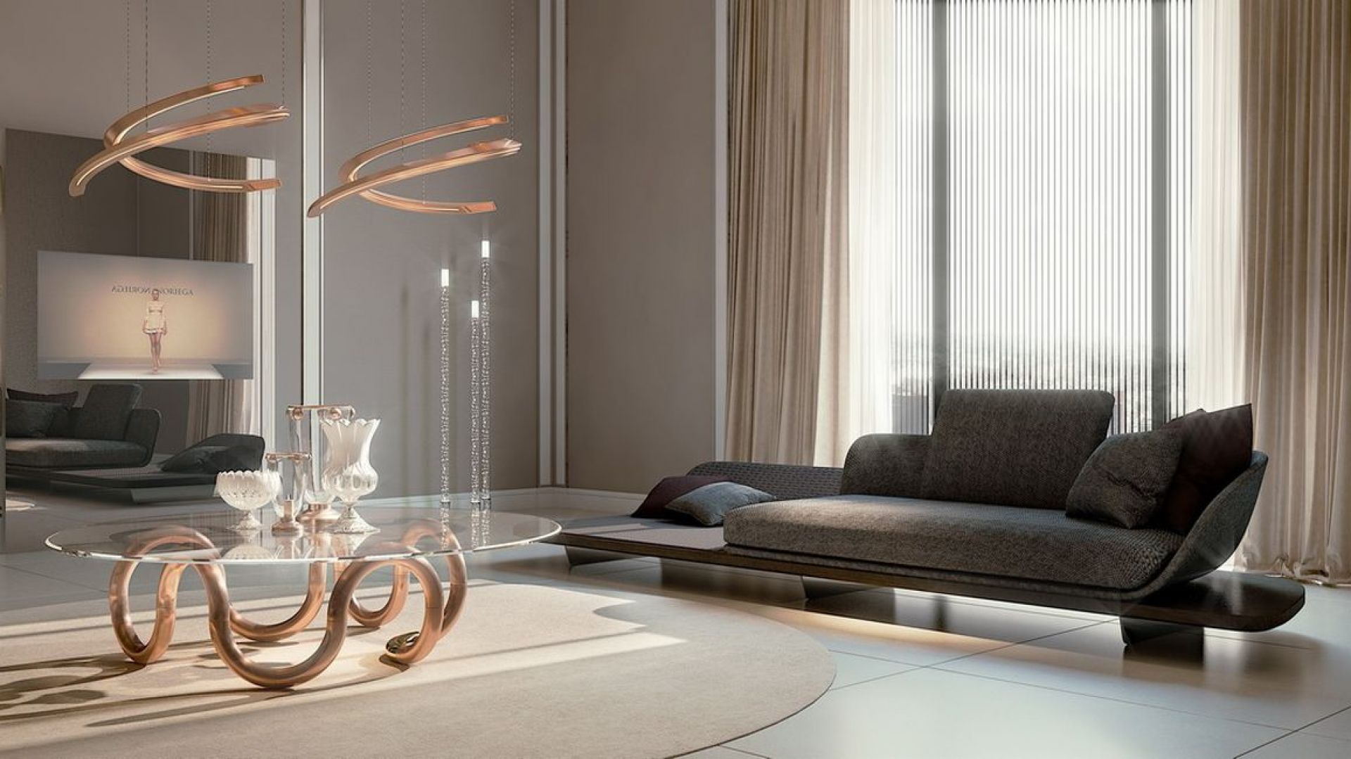 Sofa, stół oraz lampa z najnowszej kolekcji Pininfarina Segno marki Reflex. Fot. Galeria Mebli Heban