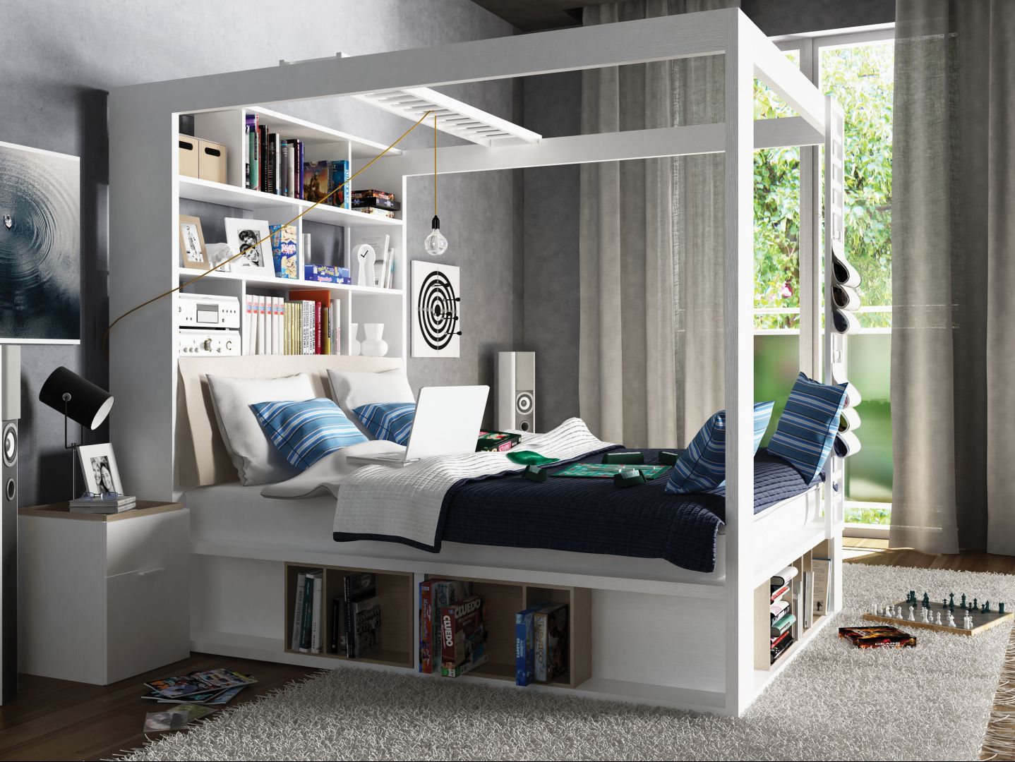 Łóżko 4You to kompleksowe wyposażenie wnętrza sypialni. Świetnie sprawdzi się w niewielkim wnęrzu. Fot. Vox