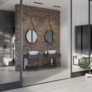 Kolekcja mebli łazienkowych Splendour doskonale pasuje do minimalistycznych wnętrz, jak również w stylu loft. Fot. Opoczno