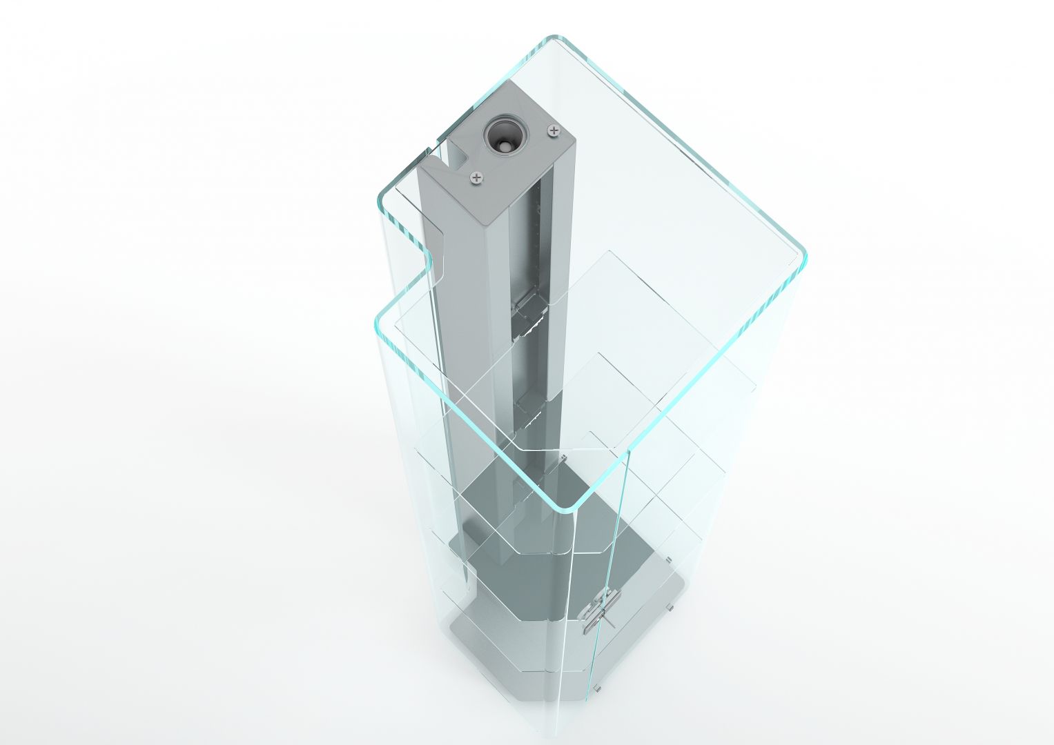 Witryna Solo marki Glass Italia - łączy szkło z elementami metalowymi. Fot. Glass Italia