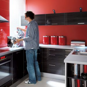 W roli umownej granicy między kuchnią a salonem sprawdzą się na przykład otwarte półki. Fot. Black Red White