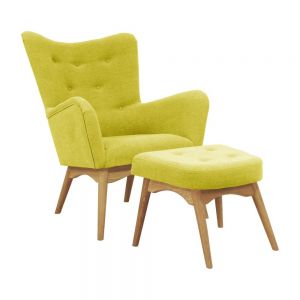 Żółty fotel z podnóżkiem Helga Interiors Karl, Bonami.pl