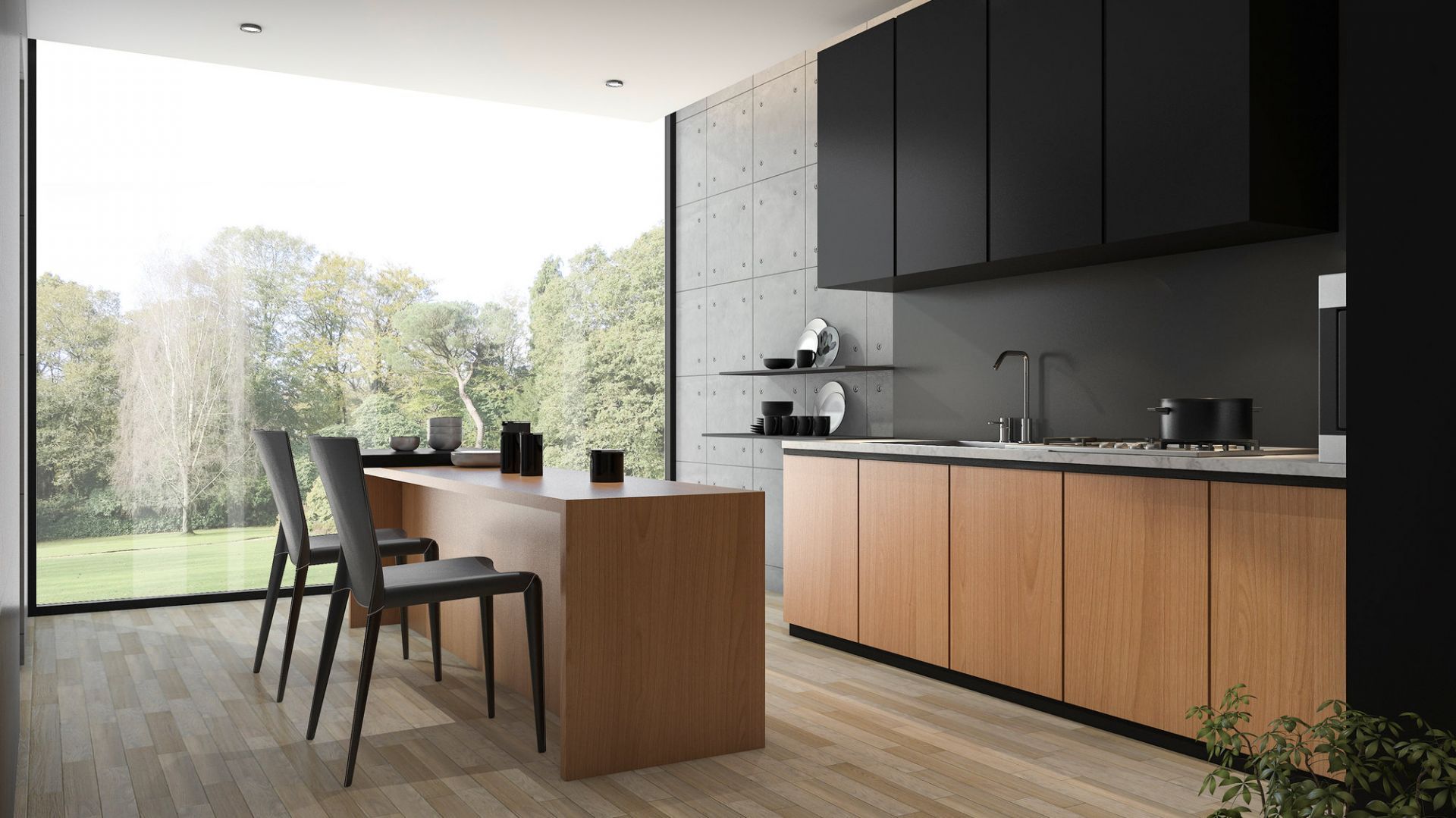Szkło polimerowe nadaje się do wykorzystania zarówno w małej kuchni, jak i większej – otwartej, połączonej niekiedy z innym pomieszczeniem, np. salonem. Fot. Rehau