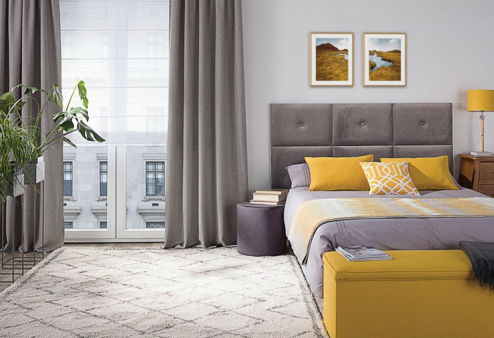 Bardziej wyraziste kolory do sypialni najlepiej jest wprowadzić w postaci dodatków dekoracyjnych. Fot. Dekoria.pl
