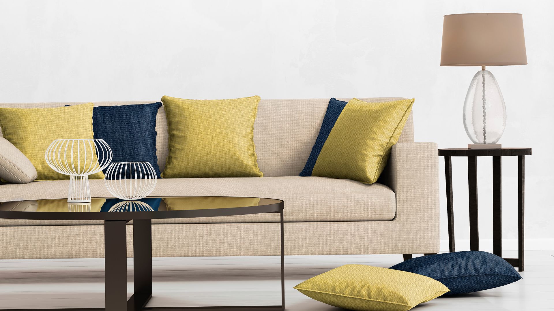 Sofy z kolorowymi poduszkami - prosty sposób na ciekawy salon