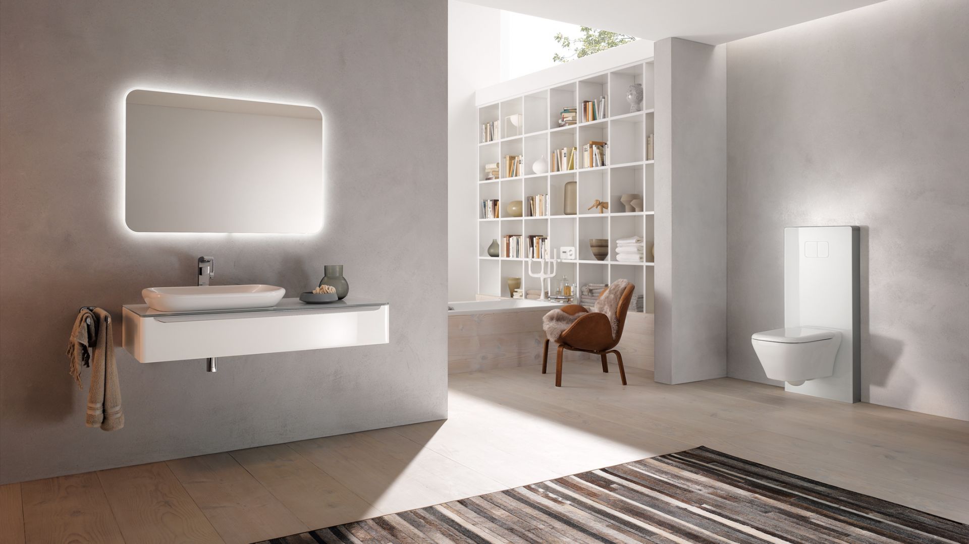 Wykonany w kolorach szkło białe, czarne, taupe
oraz aluminium szczotkowane i szampańskie –
Universal marki Keramag Design to moduł
spłukujący WC. Cena: ok. 2.705 zł. Fot. Keramag
Design