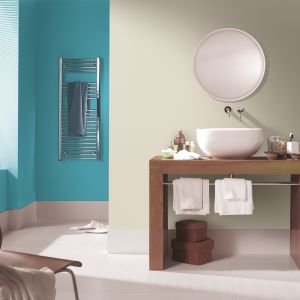 Specjalne farby do łazienek są odporne na zachlapanie. Dzięki temu można mieć łazienek bez płytek. Fot. Dulux