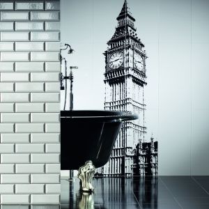 London Piccadilly firmy Tubądzin - 6-elementowy dekor ścienny Big Ben nawiązuje do stylu Londynu, w którym łączą się ze sobą tradycja i nowoczesność. Fot. Tubądzin