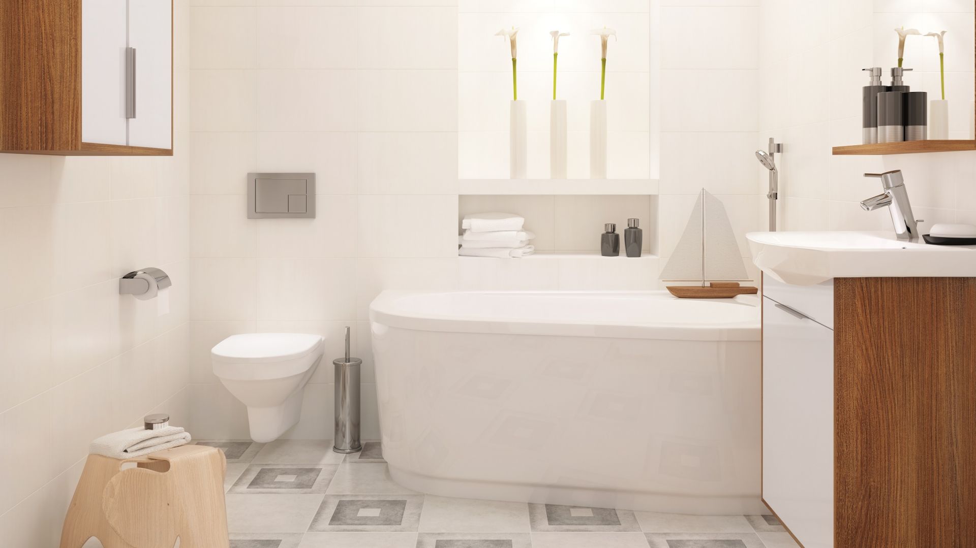 Białe płytki – 10 pomysłów do małych łazienek